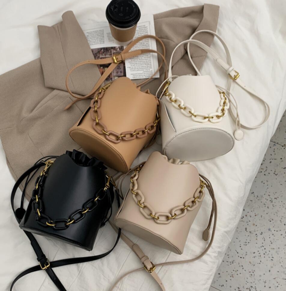 Retro Bag Female New Fashion Chain Bucket Bag Female Bag Simple Underarm Bag